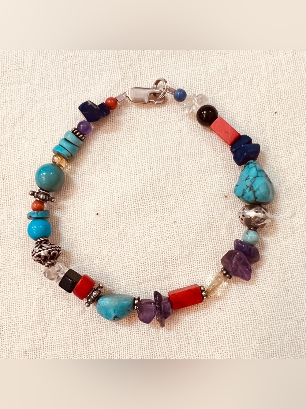 Silpada Multicolor Beaded Bracelet - Turquoise, Red & Purple